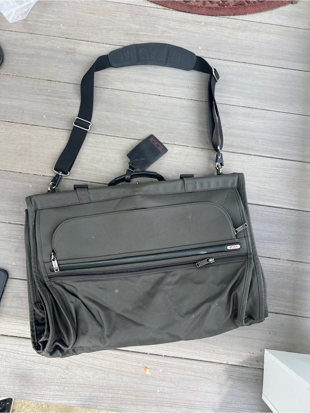 TUMI Grey Garment Bag with Shoulder Strap